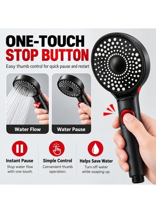 115mm Large Panel Handheld Shower Head – Black