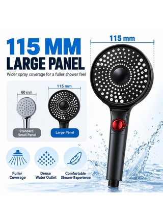 115mm Large Panel Handheld Shower Head – Black