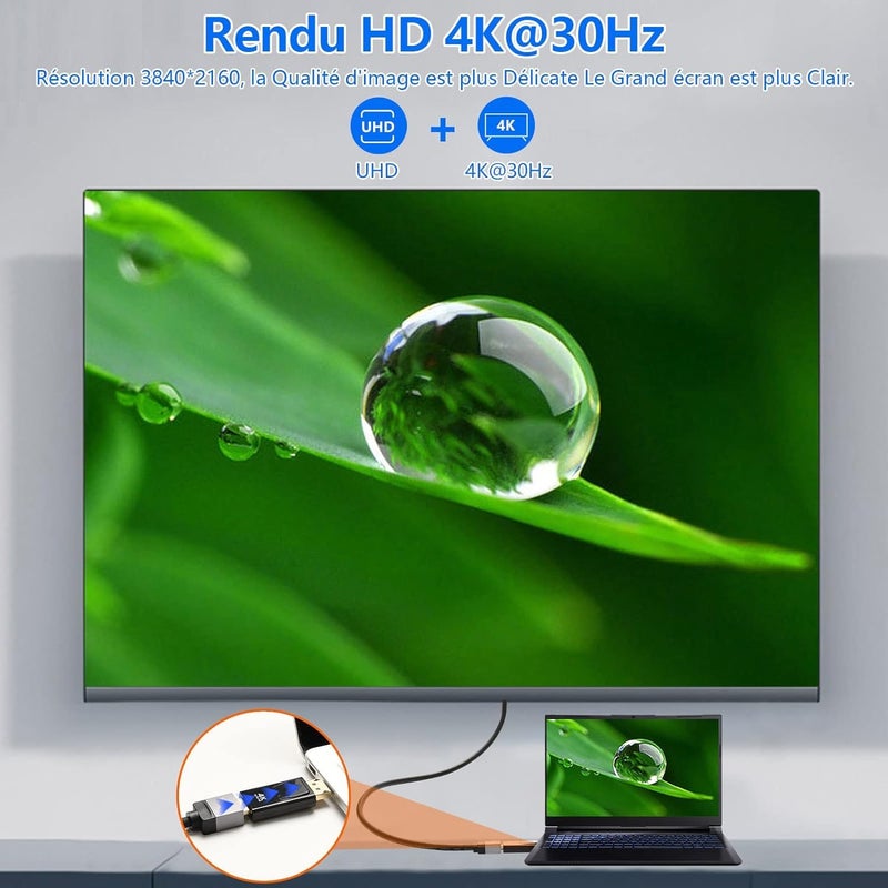 DisplayPort to HDMI Adapter, 4K DP Male to HDMI Female Adapter 1080P Ultra HD for Desktop, Projector, HDTV - Image 4