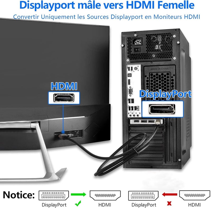 DisplayPort to HDMI Adapter, 4K DP Male to HDMI Female Adapter 1080P Ultra HD for Desktop, Projector, HDTV - Image 5