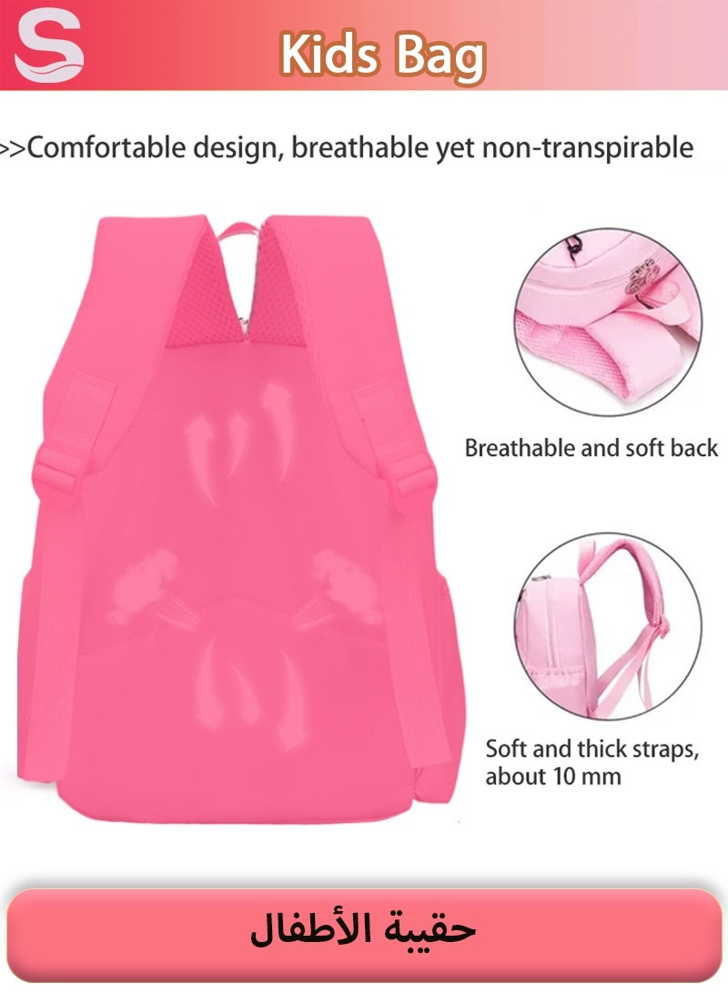 Serinovia Kids Bag Cute Cartoon Backpack with Coin Purse, Suitable for Primary school student Lightweight Bookbags for Girls Boys (Unicorn Pony -  Rose Red) - Image 2