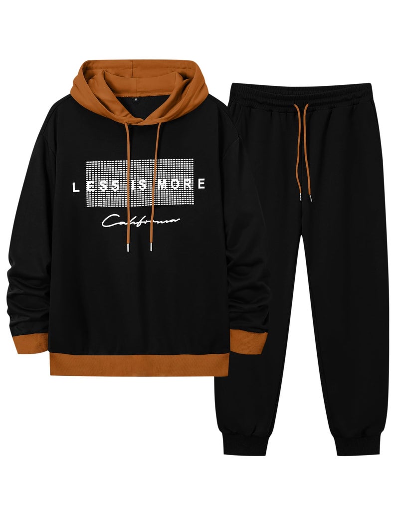 LecGee Men Tracksuits 2 Piece Sets Fall Long Sleeve Hoodie Sweatshirt Pullover Sweatpants Casual Tracksuit Outfits(BR,L) - Image 1