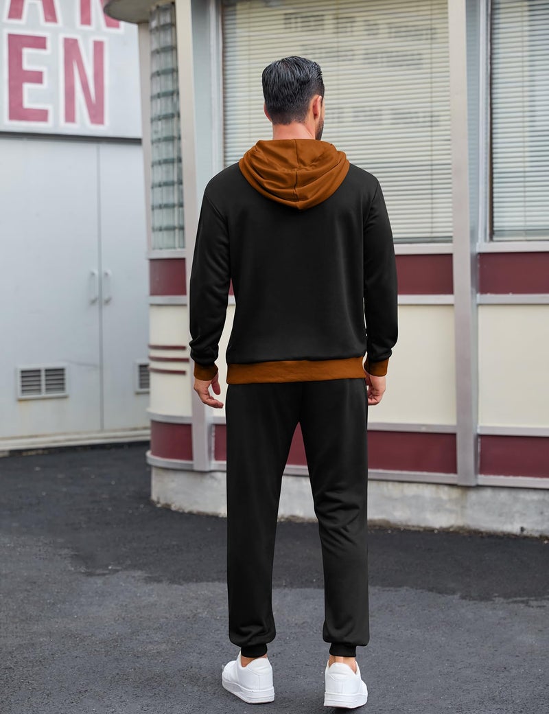 LecGee Men Tracksuits 2 Piece Sets Fall Long Sleeve Hoodie Sweatshirt Pullover Sweatpants Casual Tracksuit Outfits(BR,L) - Image 4