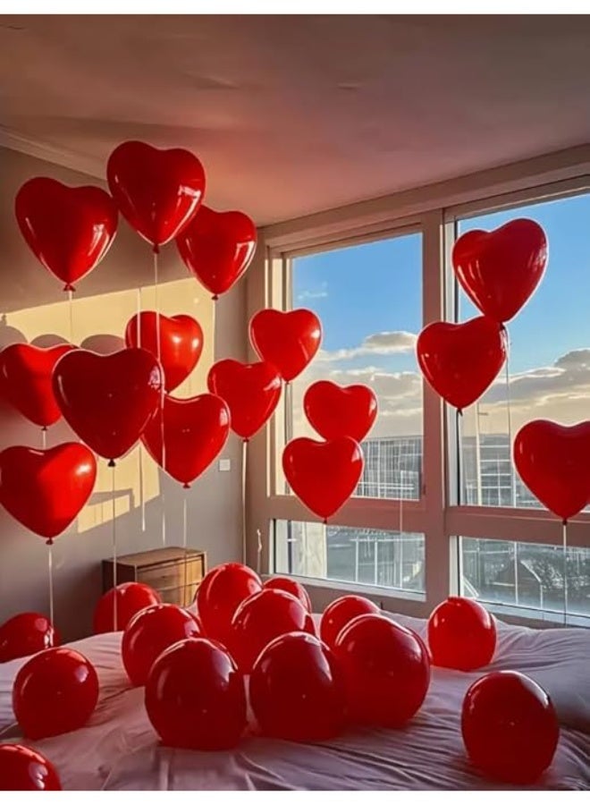 بالونات حمراء على شكل قلب، 25.4 سم، للحفلات وحفلات الزفاف وديكور المنزل (30 قطعة) - Image 2