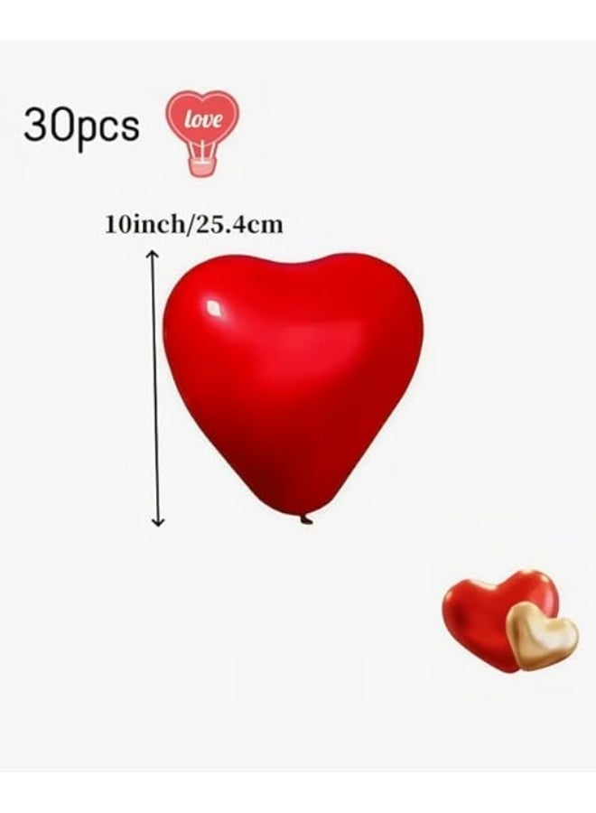 بالونات حمراء على شكل قلب، 25.4 سم، للحفلات وحفلات الزفاف وديكور المنزل (30 قطعة) - Image 3