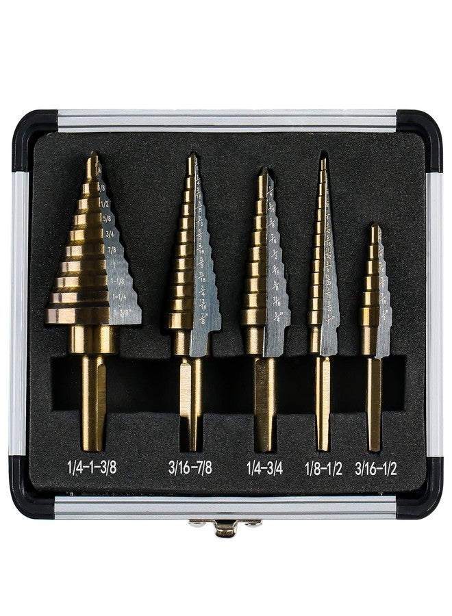 IRONANT Step Drill Bits, 5PCS HSS Titanium Step Drill Bit Set, 50 Sizes High Speed Steel Step Bits for Metal with Aluminum Case - Image 1