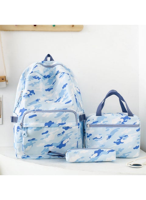 مجموعة حقائب مدرسية مكونة من 3 قطع، حقيبة ظهر للبنات، حقيبة ظهر مدرسية للبنات، حقيبة مدرسية للأطفال، حقيبة ظهر للمراهقات مع صندوق غداء، أزرق