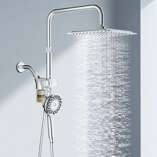 KAIYING Dual Shower Heads with Handheld Spray Combo, Magnetic Filtered Showerhead, Bathroom High Pressure Rainfall Shower Head and Handle Set with Filter for Hard Water, 79" Long Hose (Chrome) - Image 1
