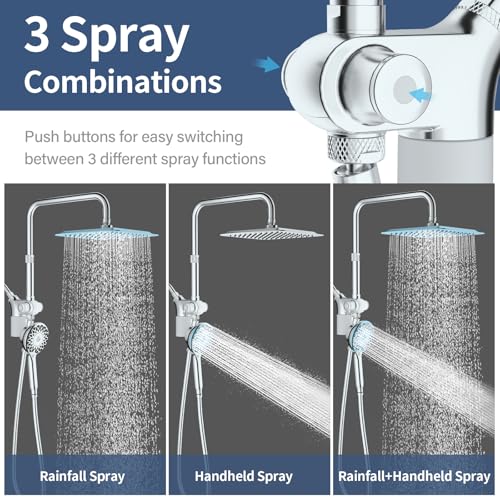 KAIYING Dual Shower Heads with Handheld Spray Combo, Magnetic Filtered Showerhead, Bathroom High Pressure Rainfall Shower Head and Handle Set with Filter for Hard Water, 79" Long Hose (Chrome) - Image 4