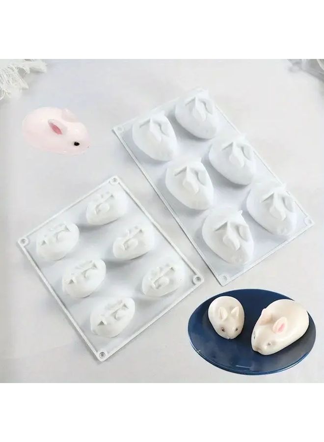 6 Small Cavity Silicone Rabbit Mold For Baking Fondant Chocolate Mousse Cakes - Image 2