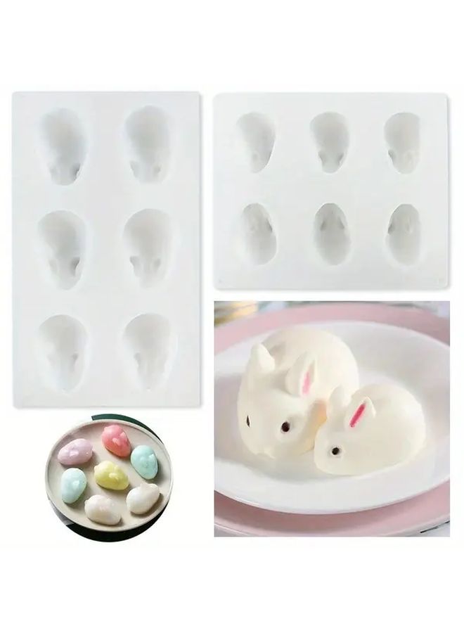 6 Small Cavity Silicone Rabbit Mold For Baking Fondant Chocolate Mousse Cakes - Image 3