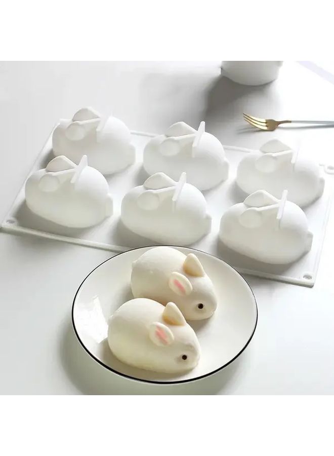 6 Small Cavity Silicone Rabbit Mold For Baking Fondant Chocolate Mousse Cakes - Image 4