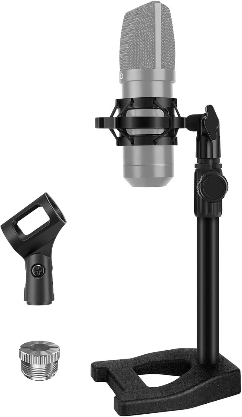 InnoGear Desktop Microphone Stand, Mic Stand Desk Table with Weighted Base Shock Mount Mic Clip 3/8" to 5/8" Adapter Adjustable Height for Hyper X QuadCast Fifine K669B AT2020 Shure SM58 PGA48 - Image 1