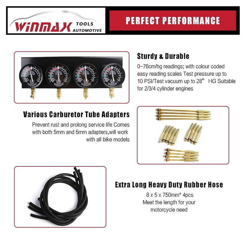 WINMAX Tools Automotive Carburetor Synchronizer Kit - Image 3