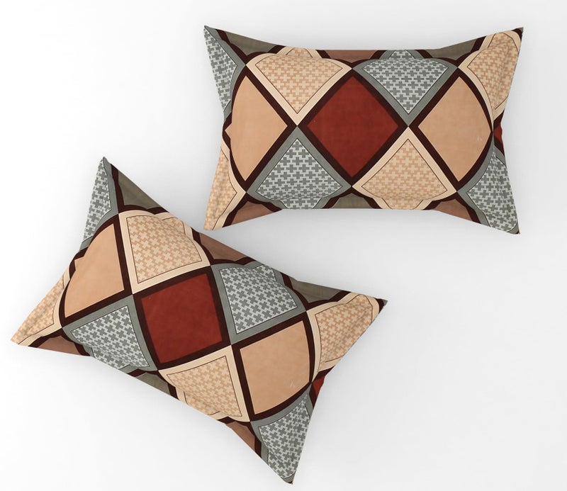 Furnofy 140 GSM Flat Double Bedsheet (90x100 inches) with 2 Pillow Covers (18x 27 inches) - Geometric Multicolors - Image 4