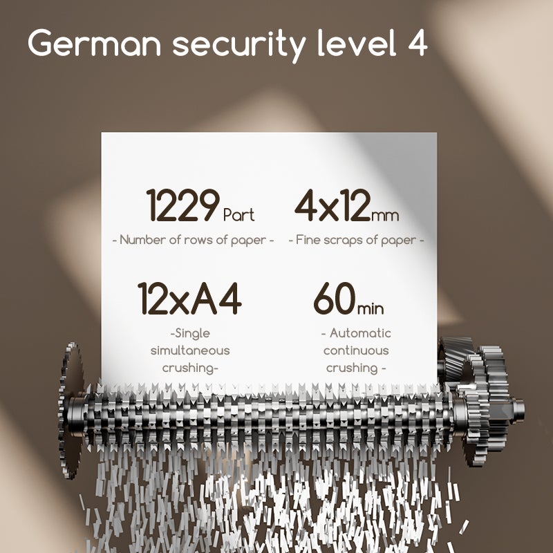 ديلي آلة تمزيق ورق أوتوماتيكية P4 سعة 200 ورقة تقطيع متقاطع سلة 32 لتر مع شاشة لمس للاستخدام المكتبي - Image 5