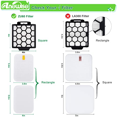 Anewise Replacement Filter for Shark Navigator Zero-M Pet Pro ZU102 ZU60 ZU62 ZU55 NV181 NV150 NV151 NV251 Rotator NV255 ZU100 ZU81 Upright Vacuum, 2+6 Foam Felt Filter, Part #1238FT60 & 1239FT60 - Image 4