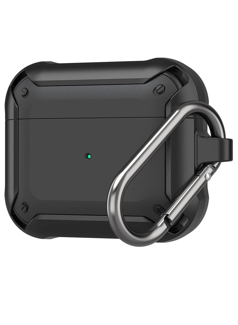 AirPods 3 Case With Keychain, Full-Body Rugged Protective Shockproof Carrying Case Cover Skin for AirPods 3rd Generation 2021, Front LED Visible - Image 1