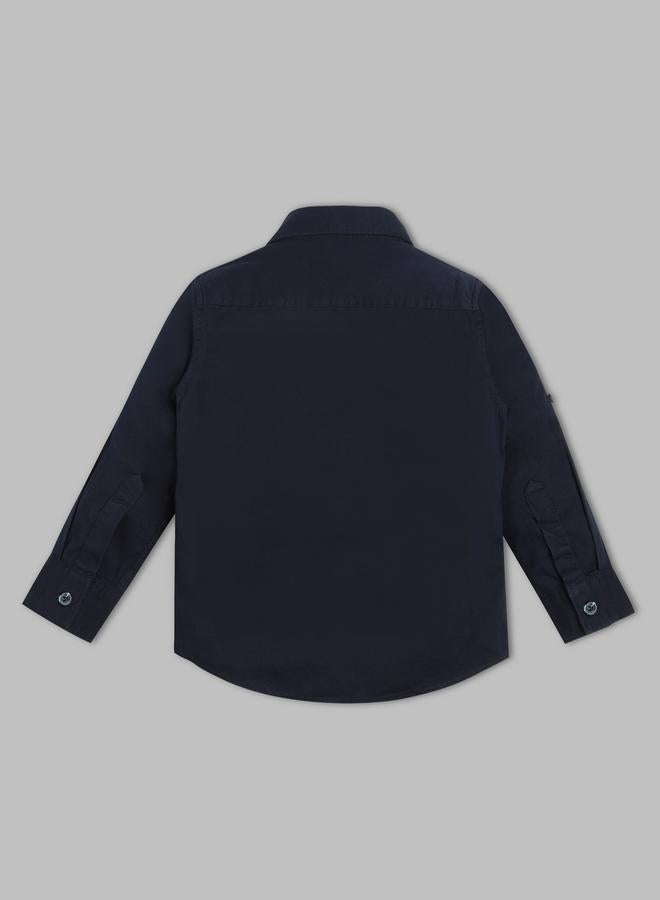 Infinity Kids Navy Blue Cotton Printed Shirt - Image 4