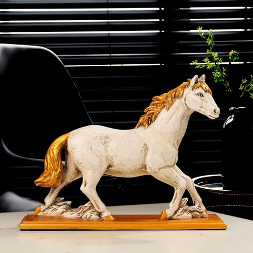 SANDECO 9" Feng Shui Resin Running Horse Vastu Statue | Handcrafted Decorative Horse Showpiece Idol for Living Room and Home Decor Animal Figurines (Brown-Pack of 1) - Image 1