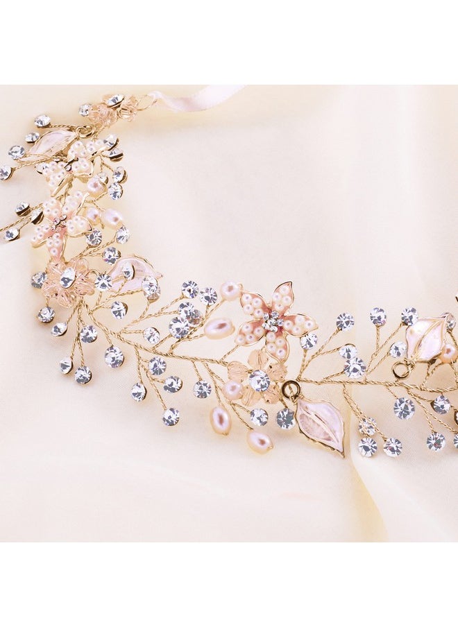 Coucoland Flower Girl Fairy Headpiece Rose Gold Leaf Girls Toddler Crown Hair Piece Vine Prom Bridal Wedding Accessories Crystal Tiara For Women  - Image 4