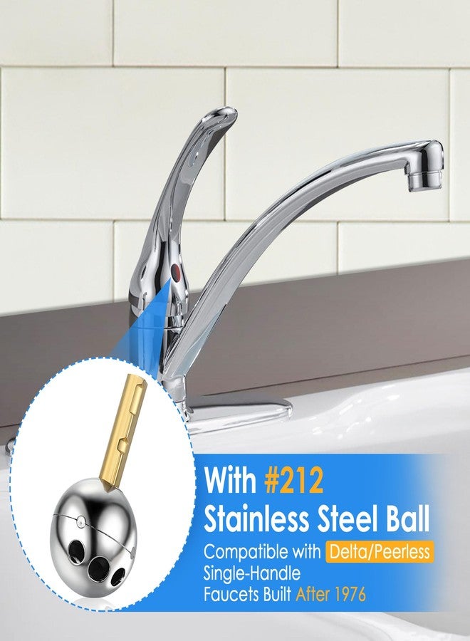 Dreyoo Single Handle Faucet Repair Kit with RP212 Stainless Steel Ball Valves and Knob Handles, Compatible with Delta/Peerless Single Handle Faucets, Replacement for RP77739 and 86971(1 Pack) - Image 2