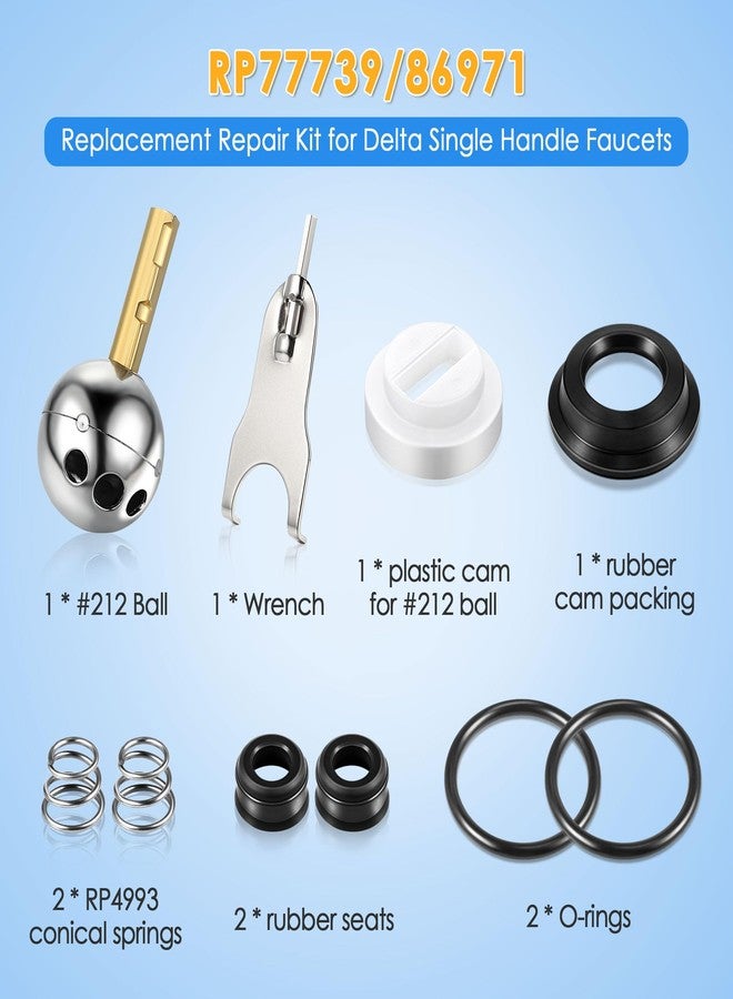 Dreyoo Single Handle Faucet Repair Kit with RP212 Stainless Steel Ball Valves and Knob Handles, Compatible with Delta/Peerless Single Handle Faucets, Replacement for RP77739 and 86971(1 Pack) - Image 4