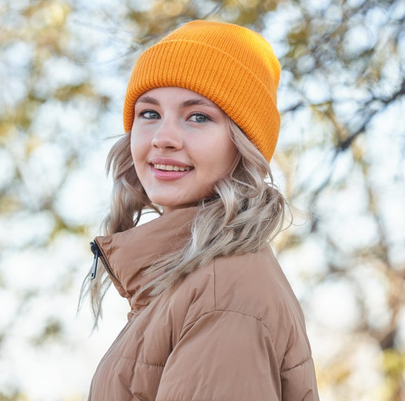 Connectyle Classic Men's Warm Winter Hats Acrylic Knit Cuff Beanie Cap Daily Beanie Hat (Gold) - Image 3