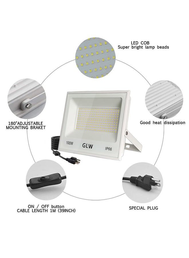 GLW 3 Pack 100W LED Flood Light Outdoor,10000LM Super Bright Security Lights, 6000K Daylight White Spot Light,IP66 Waterproof Exterior Floodlight Lighting for Backyard, Yard, Stadium, House - Image 2