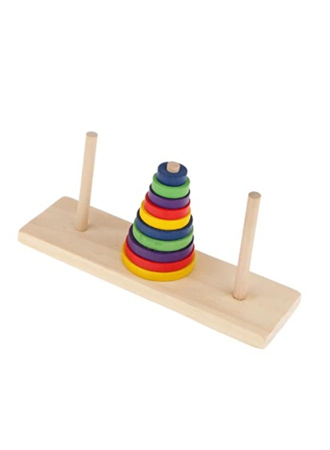HWWGSH Tower of Hanoi Wooden Puzzle, Traditional Indian Logic Game Toy for Kids Teens Beginners (10 Ring)  - Image 3