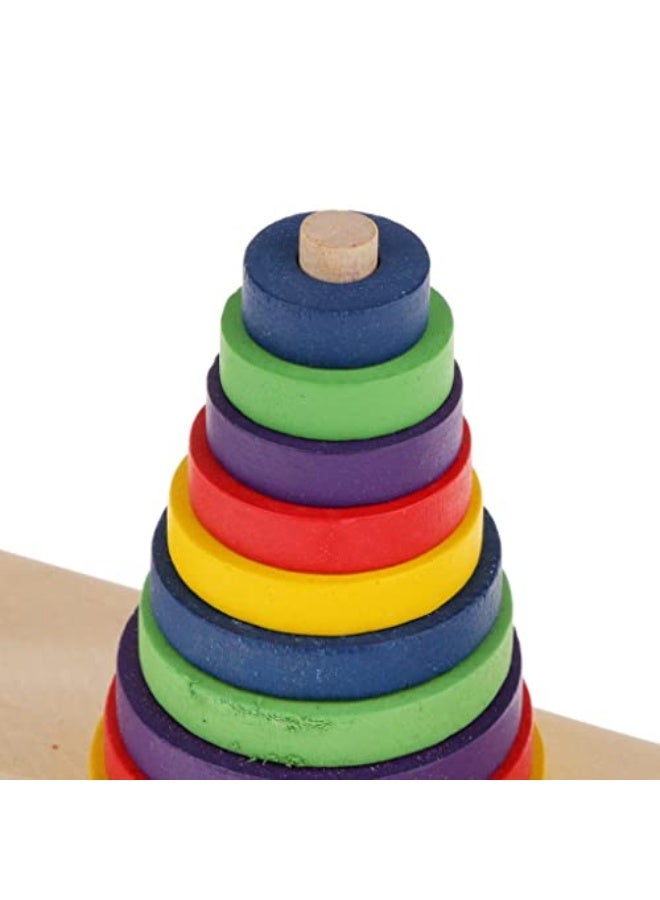HWWGSH Tower of Hanoi Wooden Puzzle, Traditional Indian Logic Game Toy for Kids Teens Beginners (10 Ring)  - Image 2