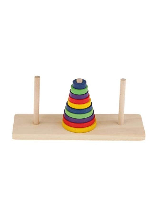 HWWGSH Tower of Hanoi Wooden Puzzle, Traditional Indian Logic Game Toy for Kids Teens Beginners (10 Ring)  - Image 1