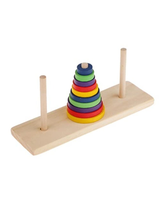 HWWGSH Tower of Hanoi Wooden Puzzle, Traditional Indian Logic Game Toy for Kids Teens Beginners (10 Ring)  - Image 4