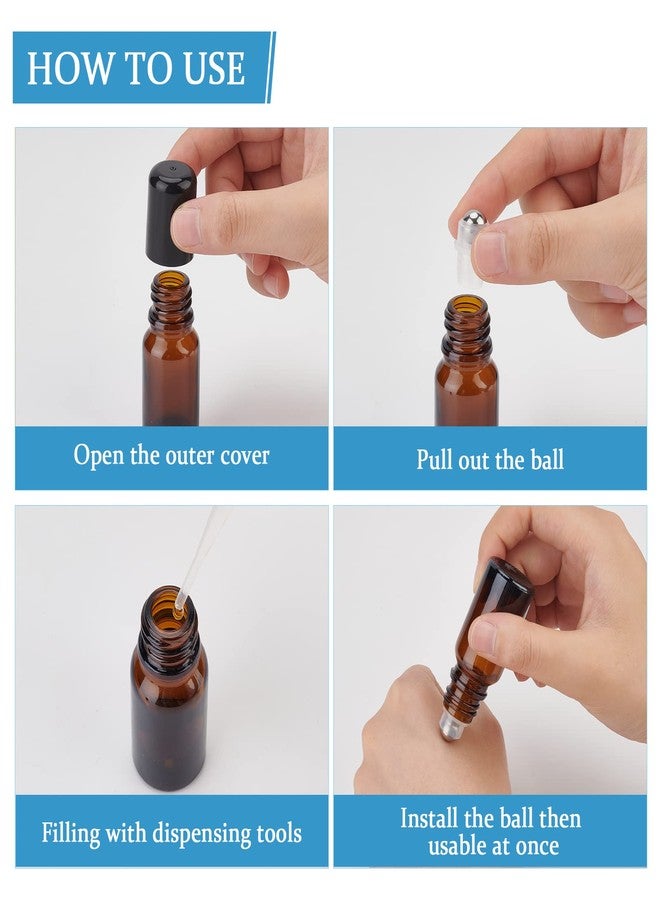 BENECREAT 24Sets Essential Oil Roller Inserts Kit, Stainless Steel Roller Balls and Black Bottle Cap for 5~15ml Essential Oils, Cosmetics Bottle, 9mm inner diameter - Image 4