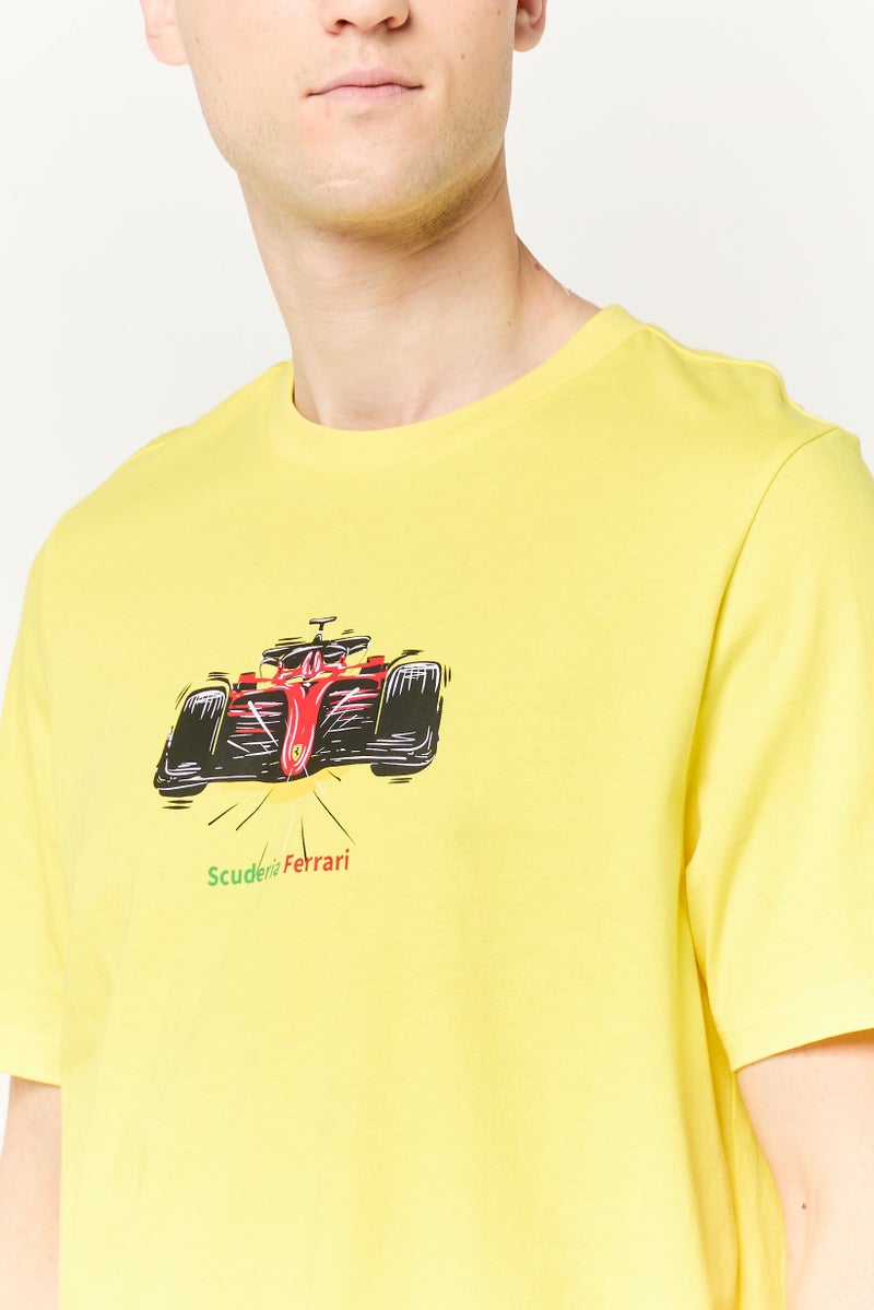 Puma x Scuderia Ferrari Men Sportswear Fit Short Sleeve Outdoor T-shirt, Yellow - Image 3