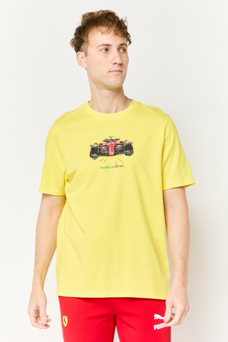 Puma x Scuderia Ferrari Men Sportswear Fit Short Sleeve Outdoor T-shirt, Yellow - Image 1