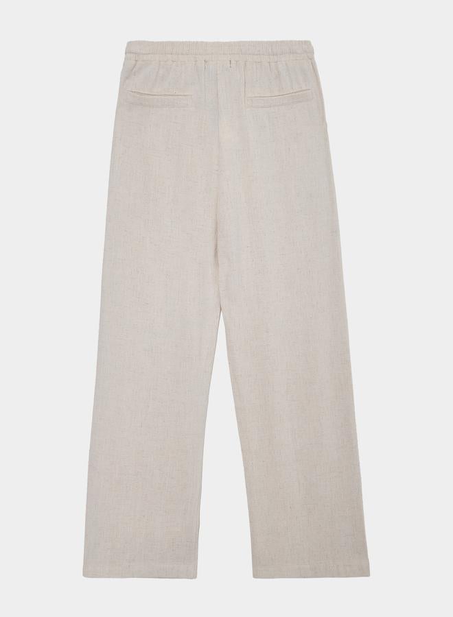 Styli Teen Boys Beige Linen Drawstring Pants - Image 2