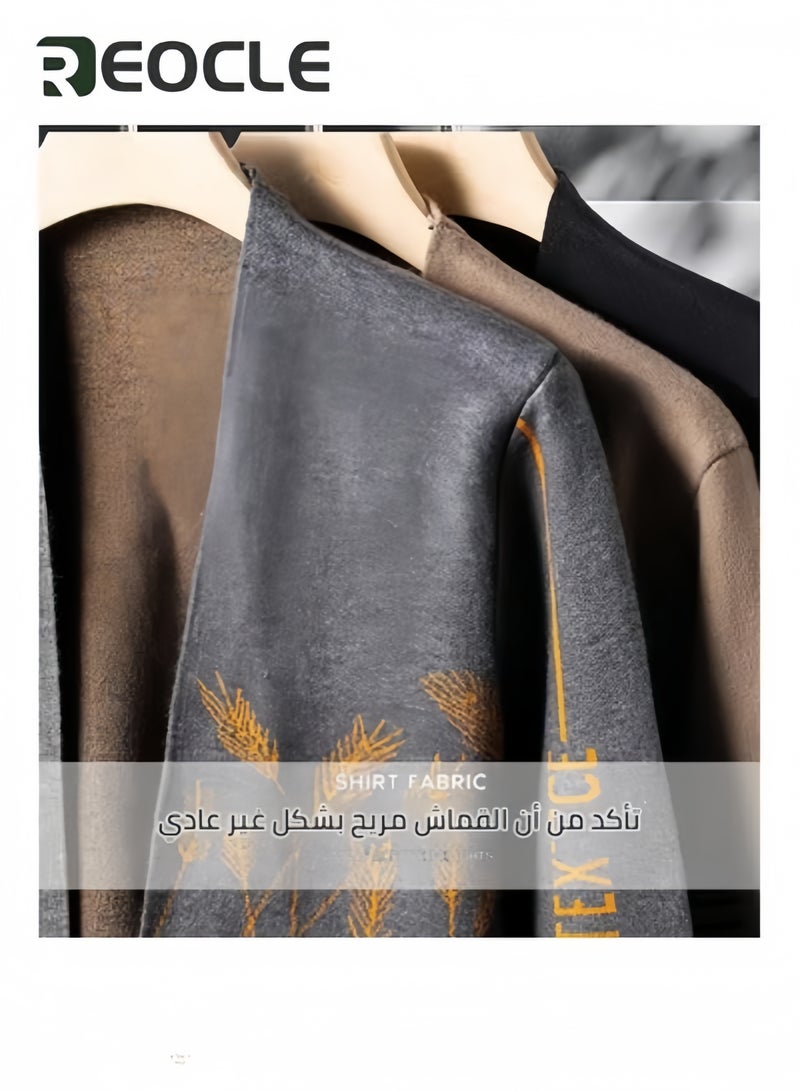 REOCLE Men's Casual Knit Cardigan Sweaters Men Knitted Jackets with Wheat Pattern Long Sleeve Lightweight Comfortble Tops Coat Grey - Image 5