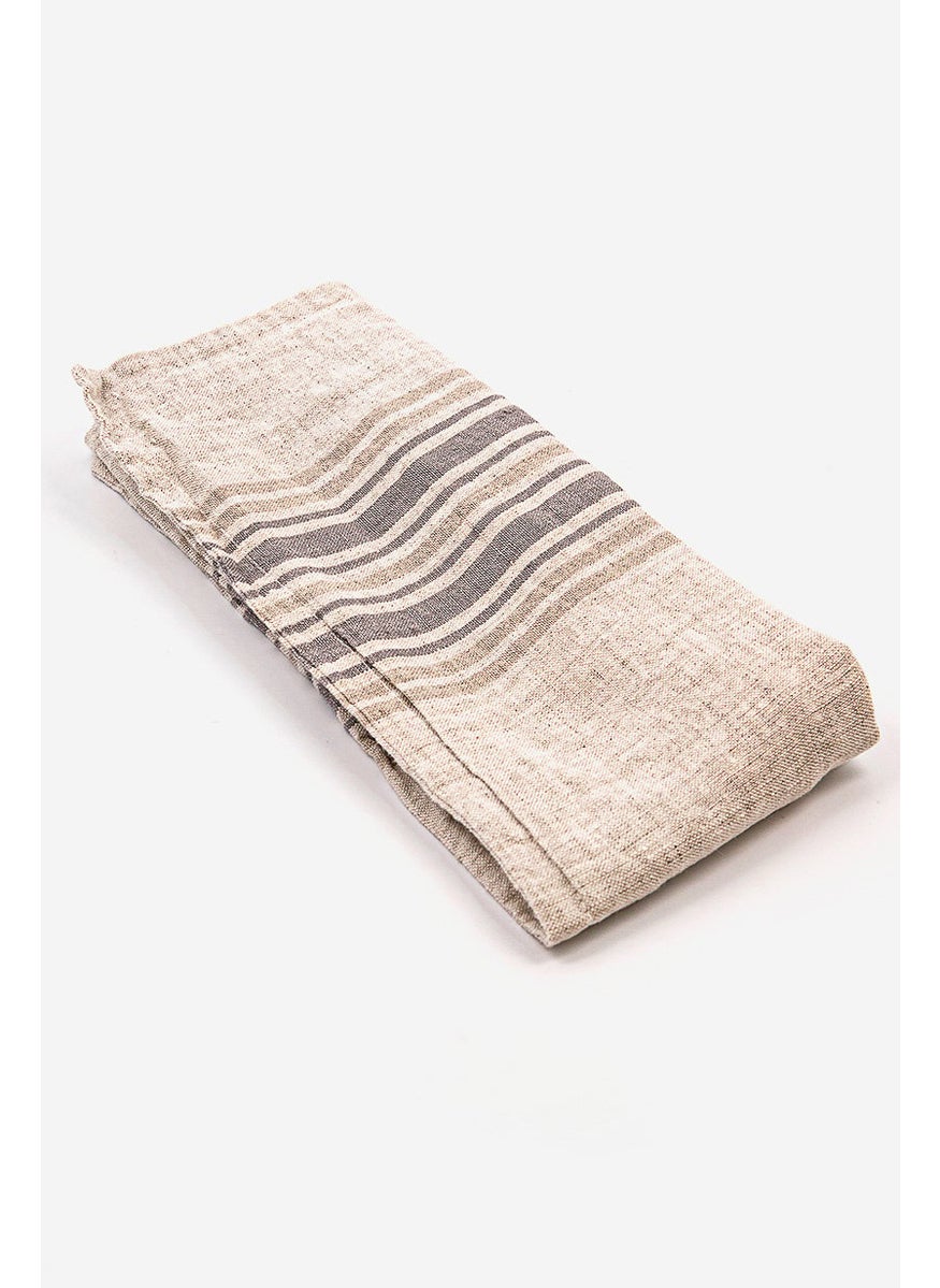 Muy Mucho Stripe Cushion Cover 30 L x 50 W cm, Grey and Beige  - Image 1