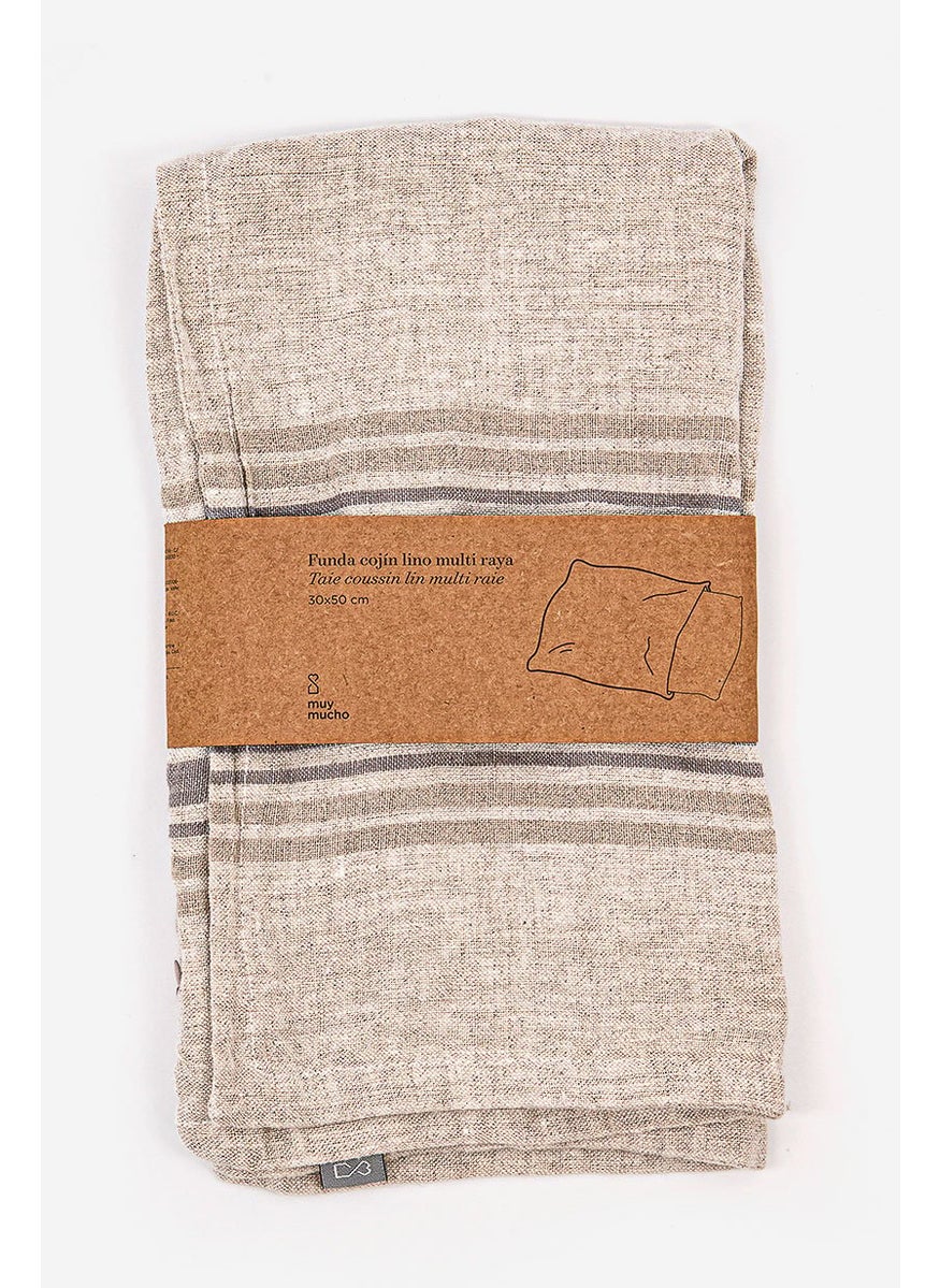 Muy Mucho Stripe Cushion Cover 30 L x 50 W cm, Grey and Beige  - Image 4