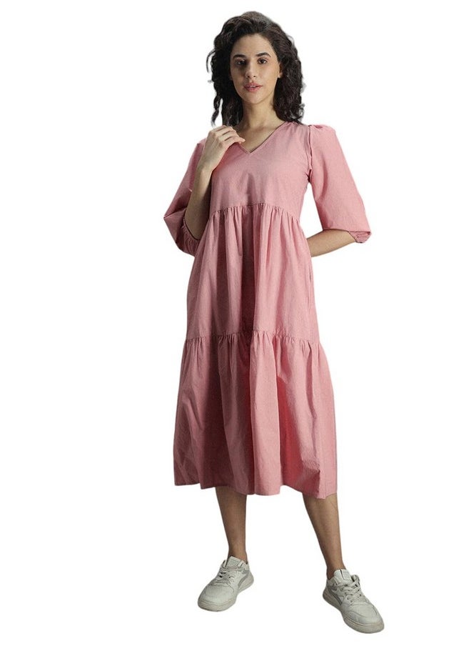 High Star Women's Cotton Pleated Maxi Casual Dress (HSWDRS23005_LP_Pink - pzsku/Z700F98FDDEF40EFE5B72Z/45/_/1738305628/c048c9bd-d020-4035-af1a-3b95dcae4241