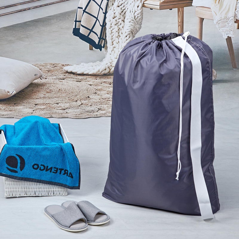 HOMEST 2 Pack XL Nylon Laundry Bag with Strap, Large Dirty Garments Organizer, Easy Fit a Hamper or Clothing Basket, Can Carry Up to 4 Loads of Clothes, Grey - Image 2