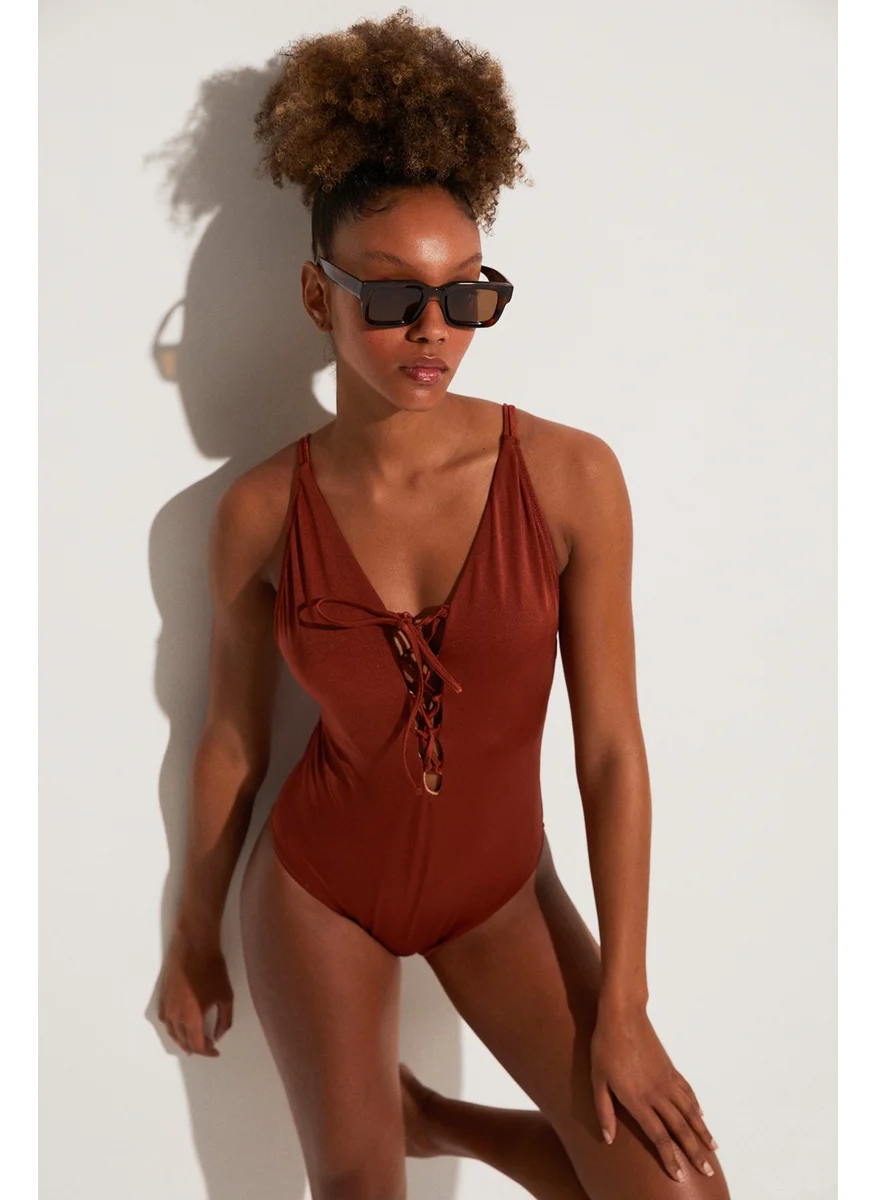 JUNE Tie Detailed Swimsuit