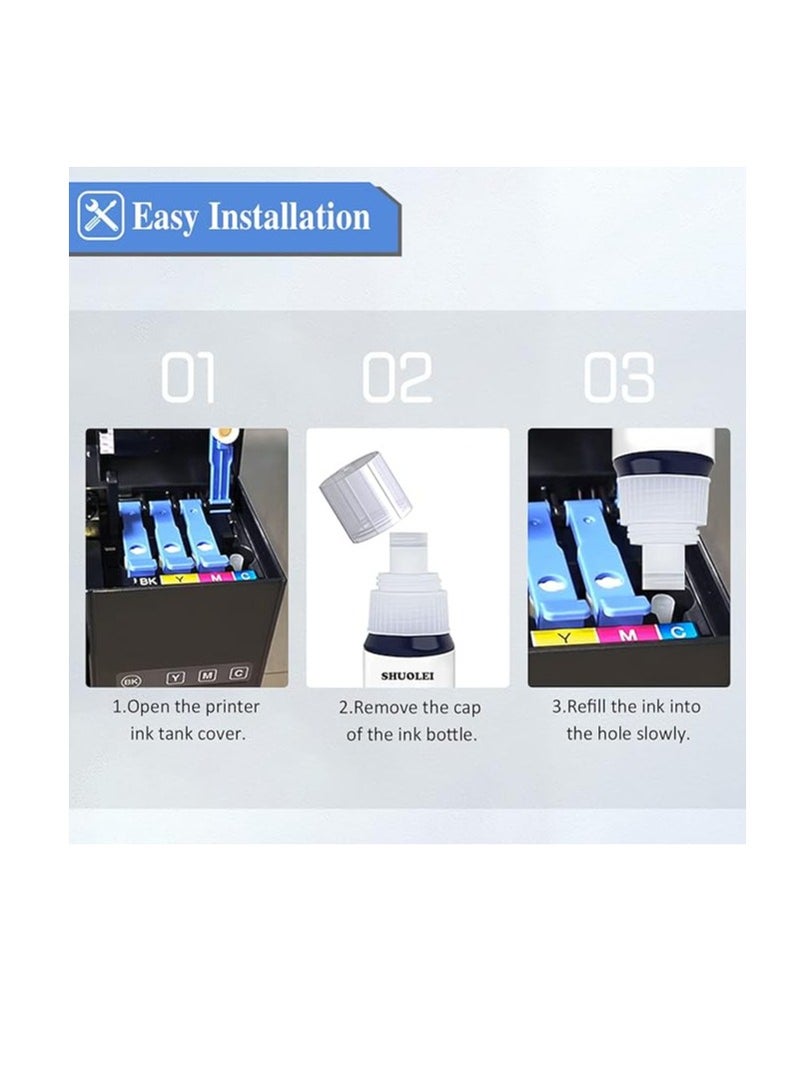 Terabyte مجموعة حبر 101 لإبسون لإيكو تانك 4 عبوات أسود أزرق سماوي أرجواني أصفر لطابعة L4150 L4160 L6160 L6170 L6176 L6190 L14150 - Image 3