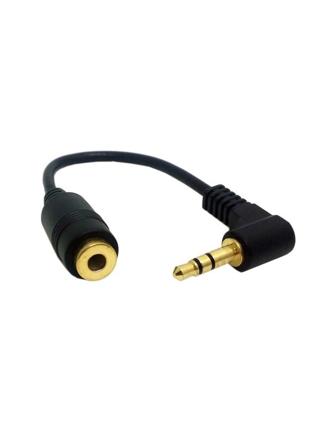 NFHK 90 Degree Right Angled 3.5mm 3poles Audio Stereo Male to Female Extension Cable 10cm Black - Image 1