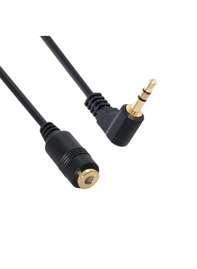 NFHK 90 Degree Right Angled 3.5mm 3poles Audio Stereo Male to Female Extension Cable 10cm Black - Image 5