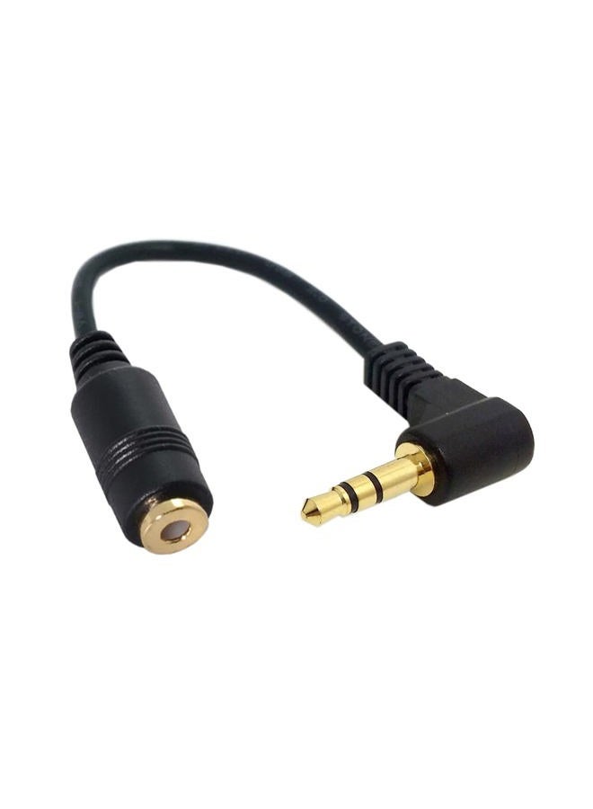 NFHK 90 Degree Right Angled 3.5mm 3poles Audio Stereo Male to Female Extension Cable 10cm Black - Image 2