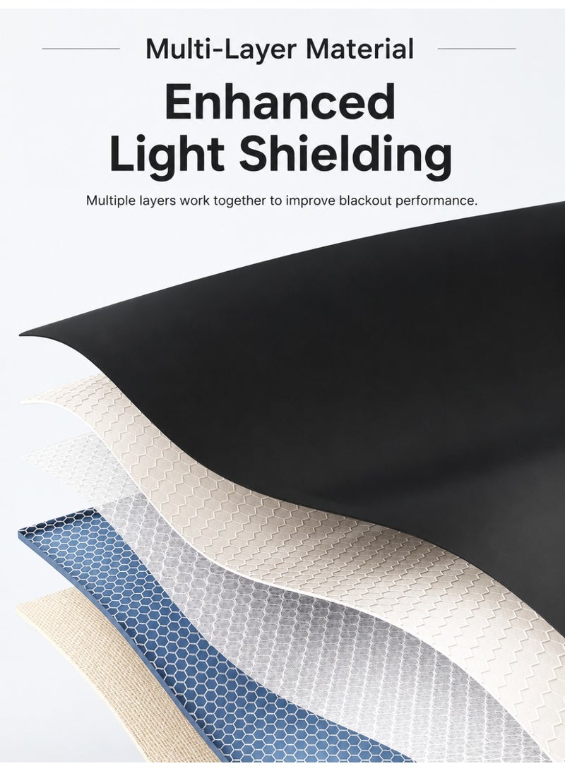 100% Blackout Curtain 180x150 cm, Self-Adhesive and Portable No-Drill, Easy Install, Full Light Block + Heat/UV Shield, Privacy, for Bedroom/Bathroom, Modern Decor - Image 4