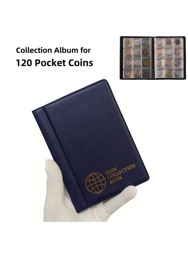 Blue 120 Pocket Commemorative Stamp And Medal Collection Album With Fixed Pages - Image 1