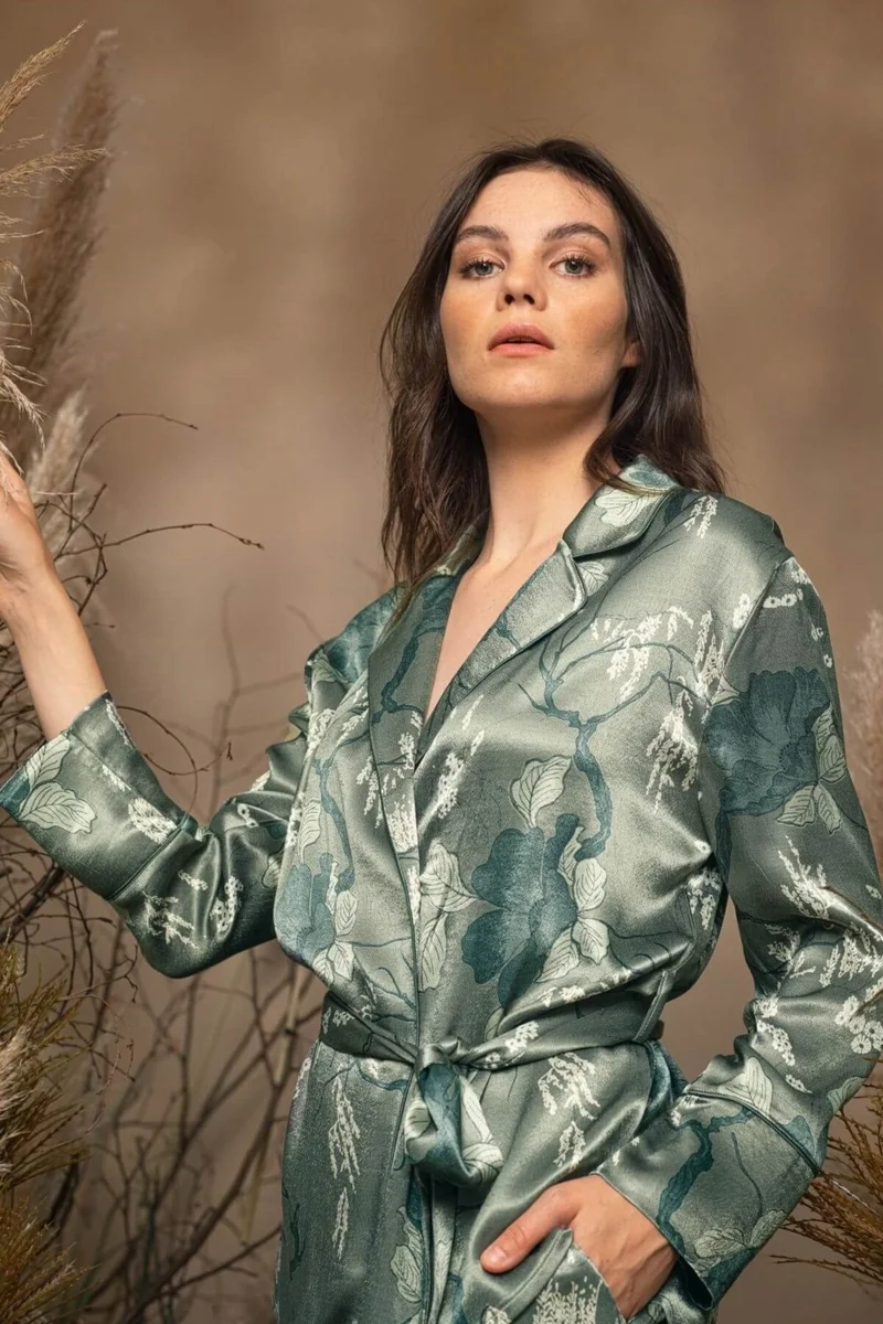 Monamise 20101 Women's Green Long Sleeve Pajama Set
